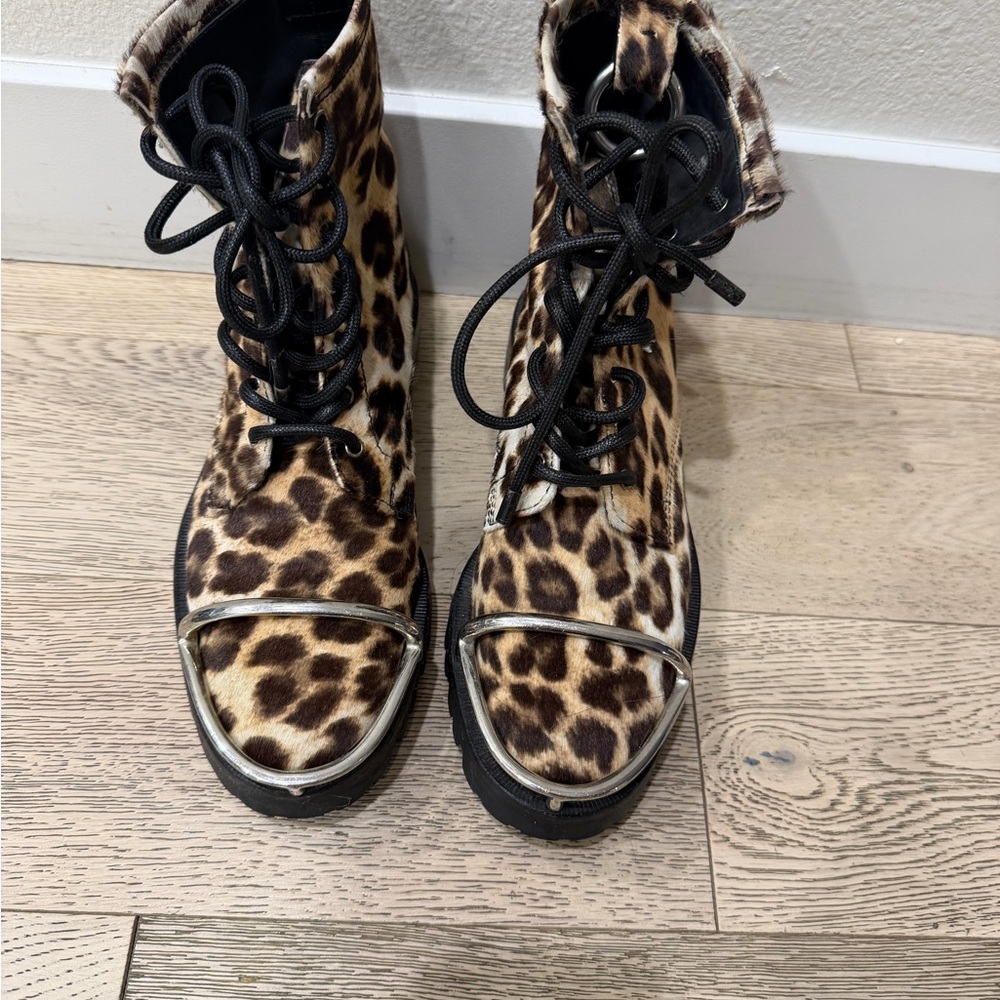Leopard Print Lace-Up Women's Boots